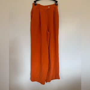 Vintage Mondi Collections Orange 100% Silk Pants Size 4 Flowing wide leg style